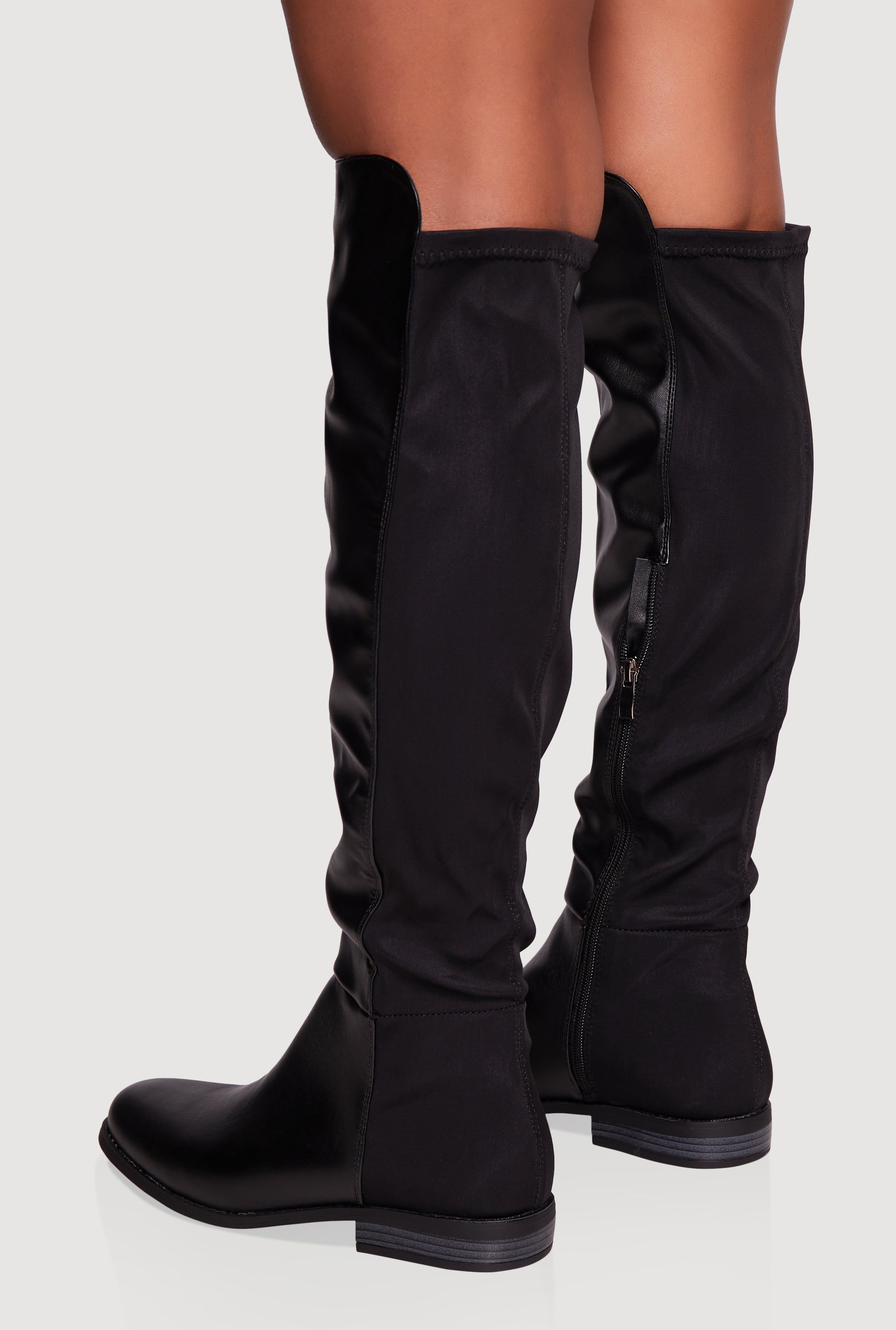Elastic Back Almond Toe Knee High Boots