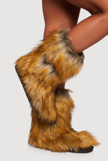 Round Toe Faux Fur Boots