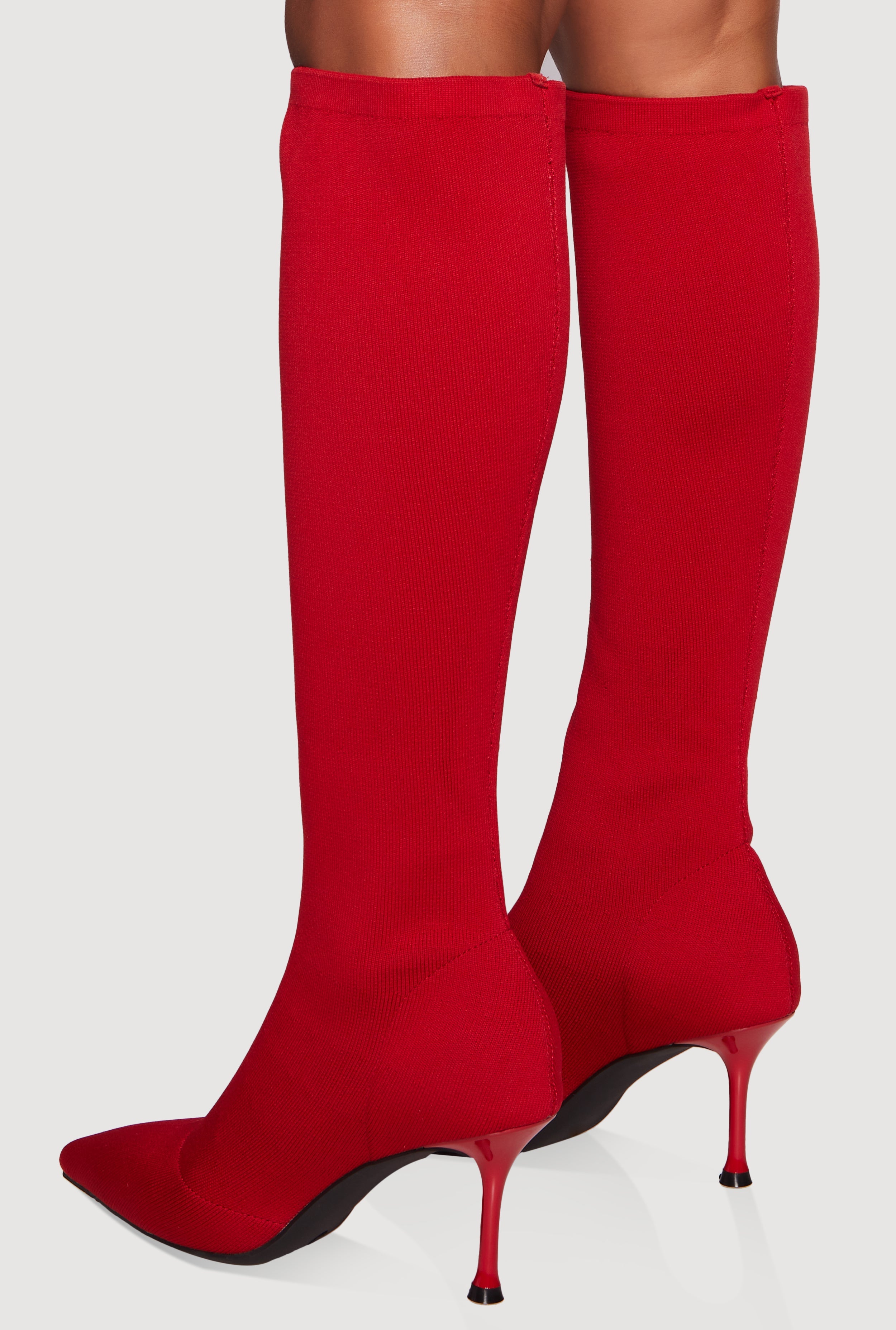 Trendy Pointed Toe Spool Heel Sock Boots