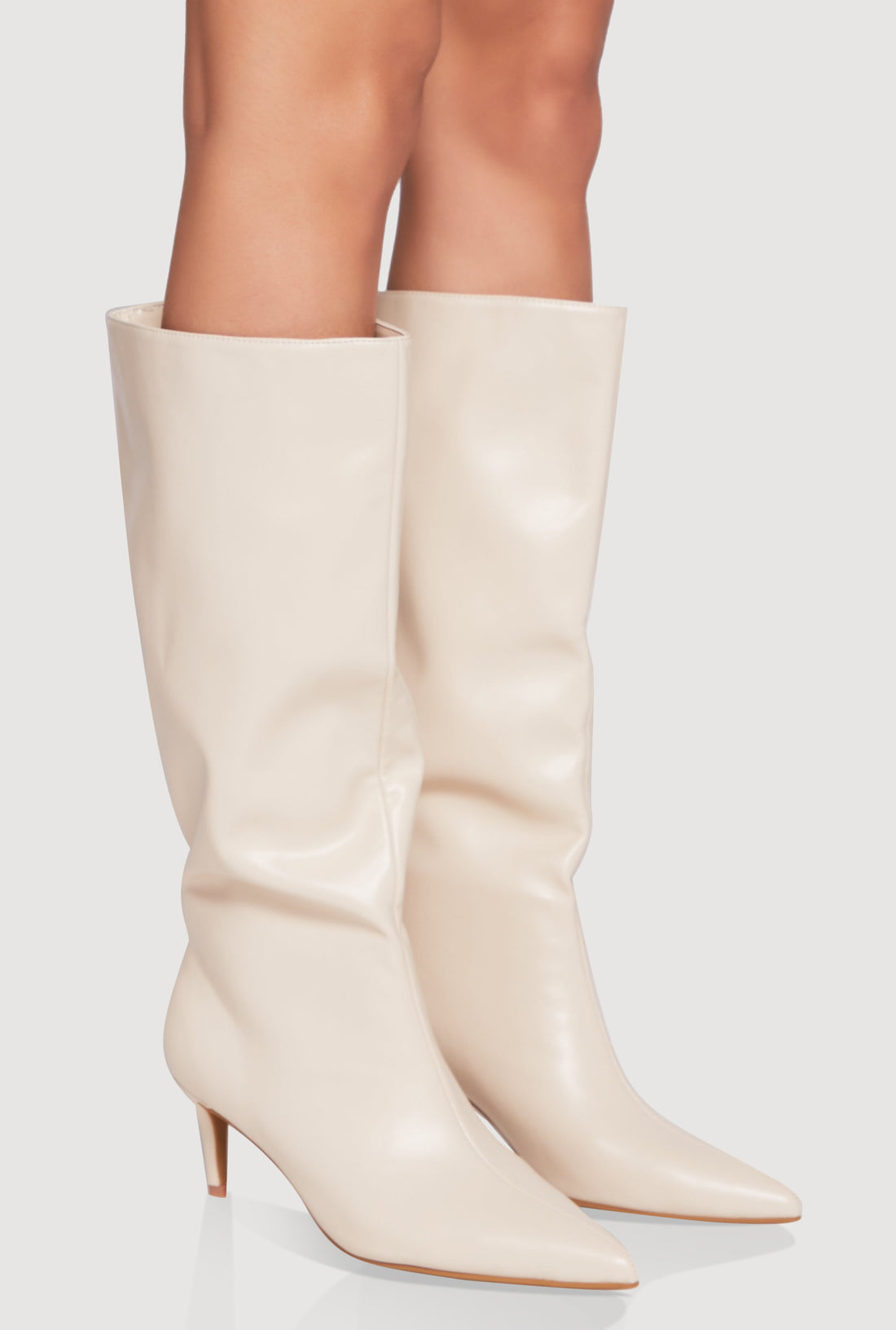 Slouchy Pointed Toe Kitten Heel Boots