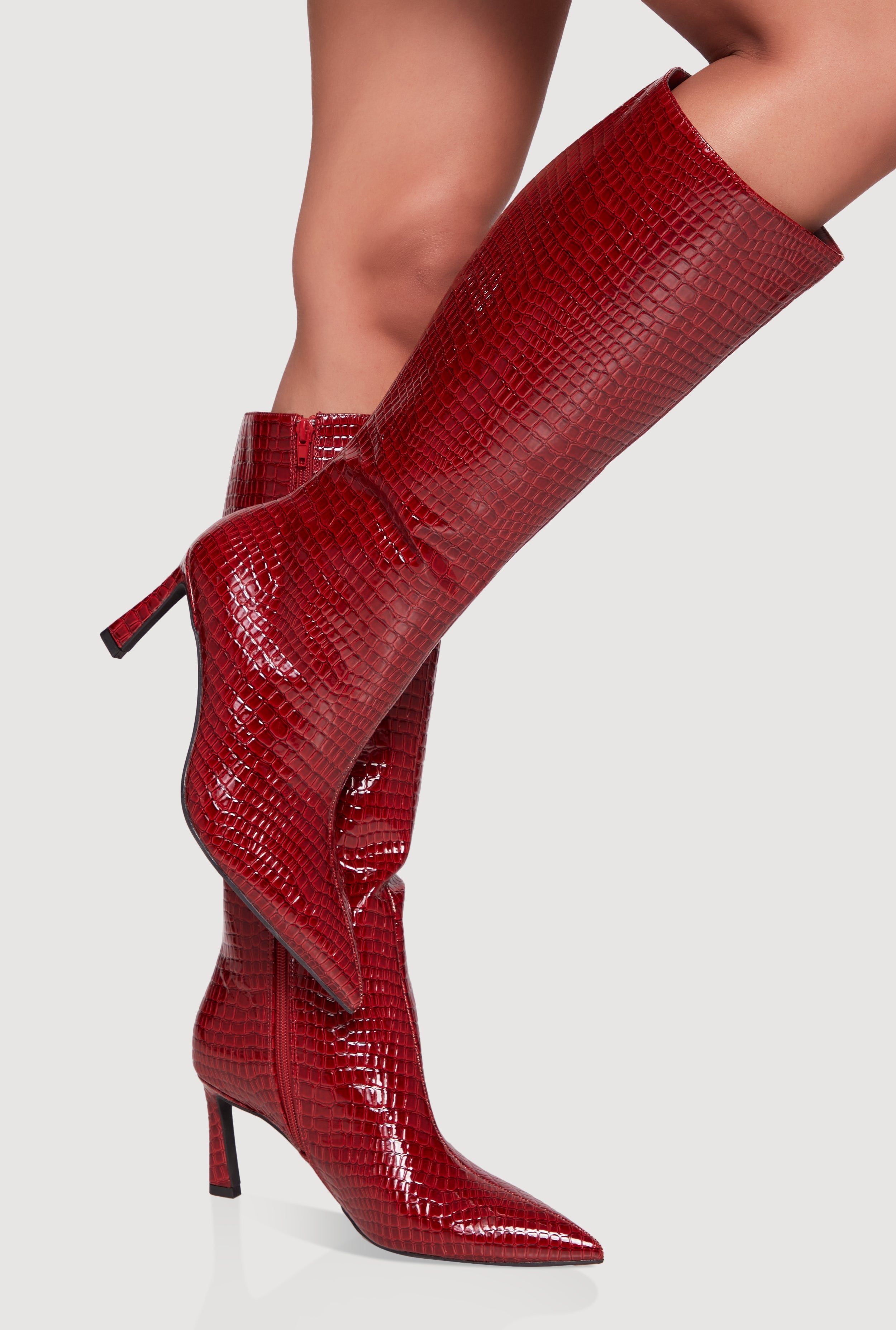 Pointy Toe Side Zip High Heel Boots