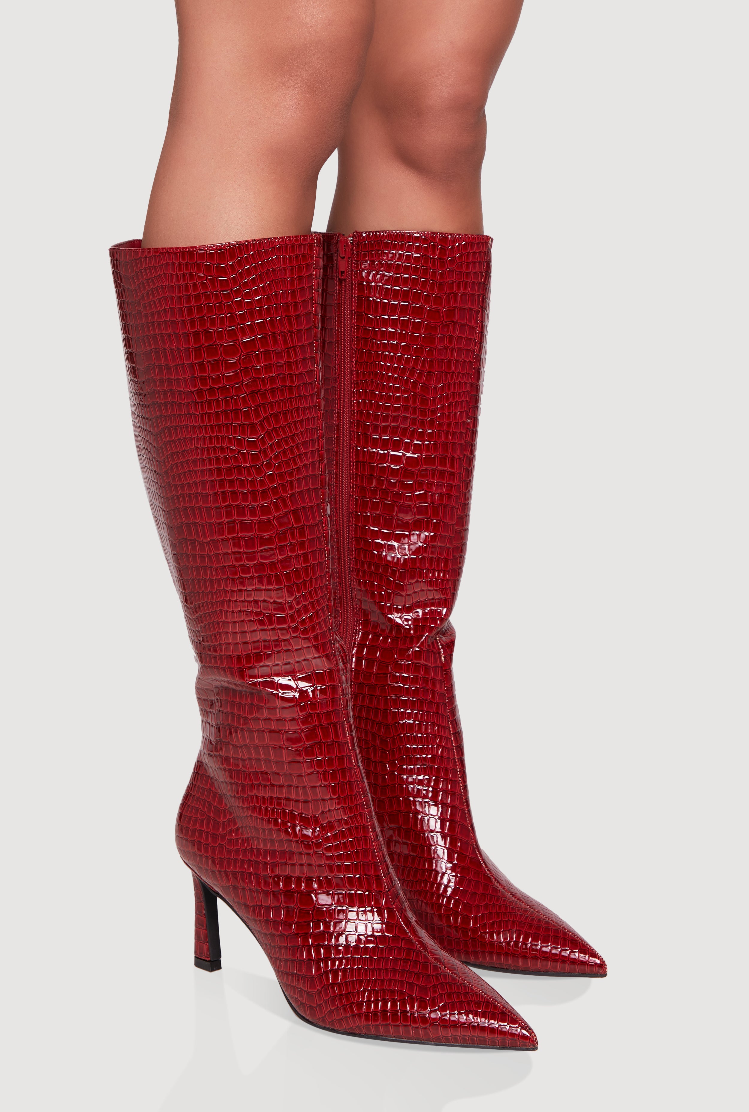 Pointy Toe Side Zip High Heel Boots