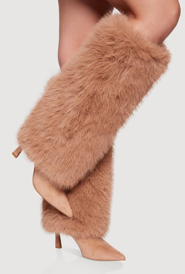 Faux Fur Stiletto Knee High Boots
