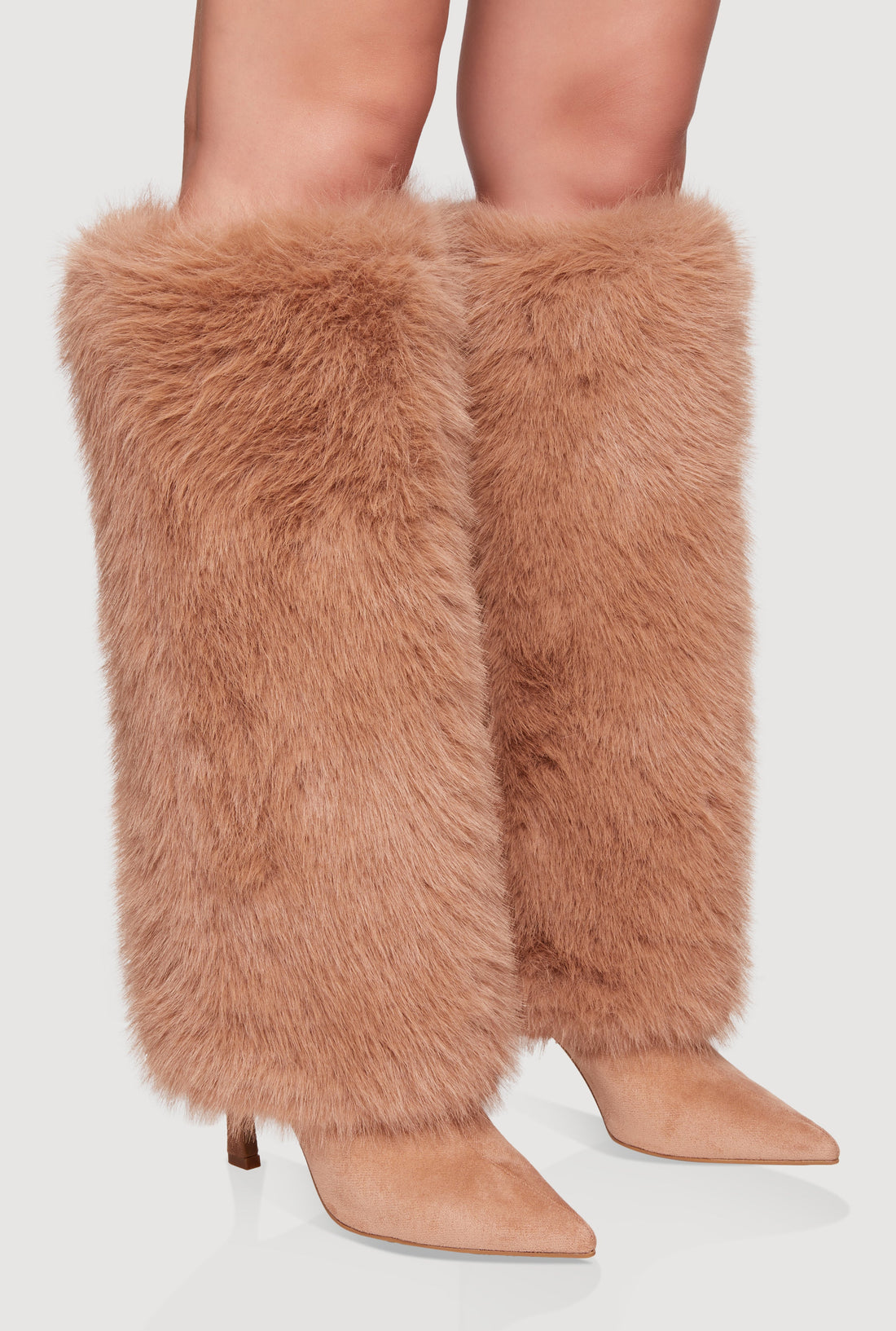 Faux Fur Stiletto Knee High Boots