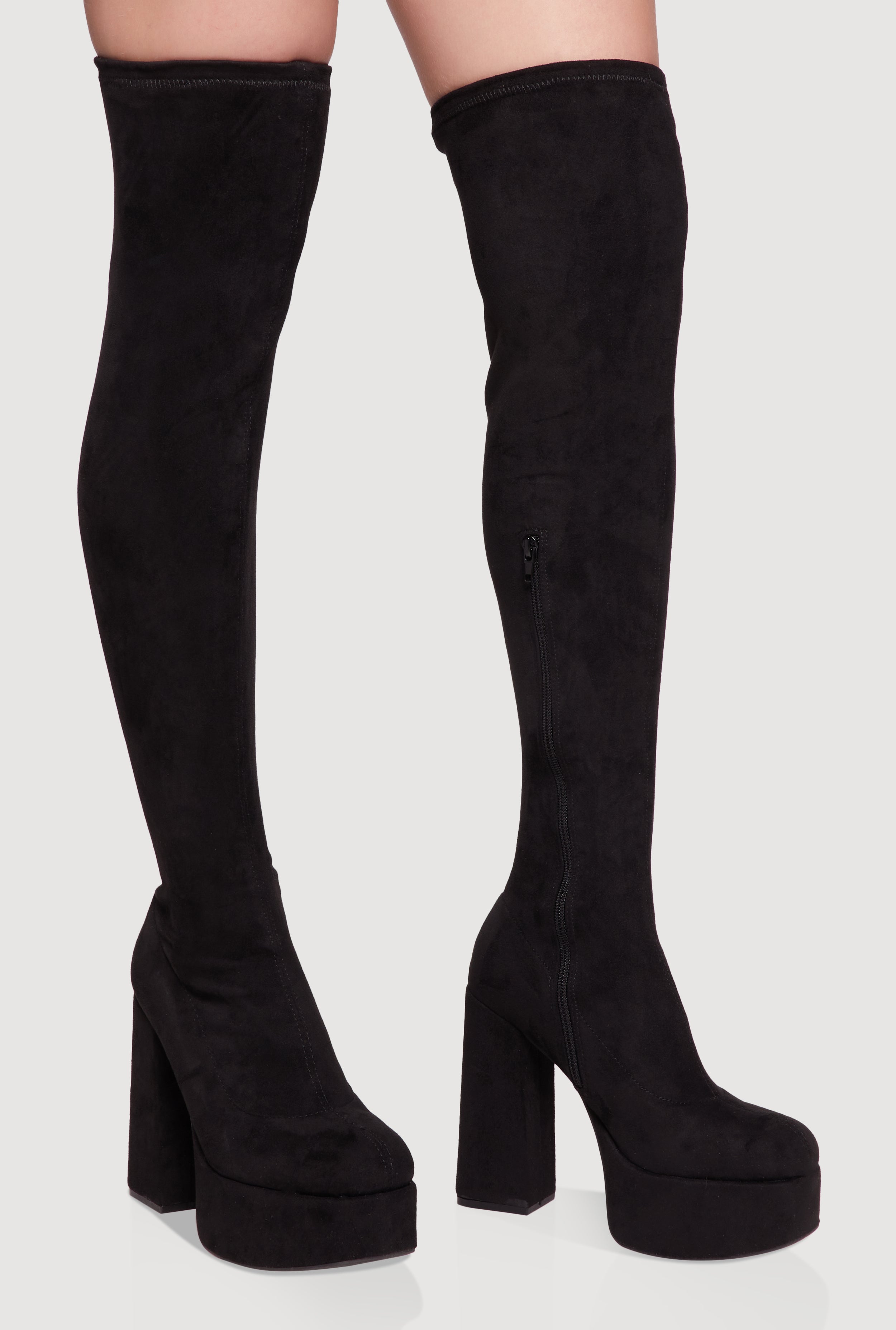 Platform Block Heel Over the Knee Boots