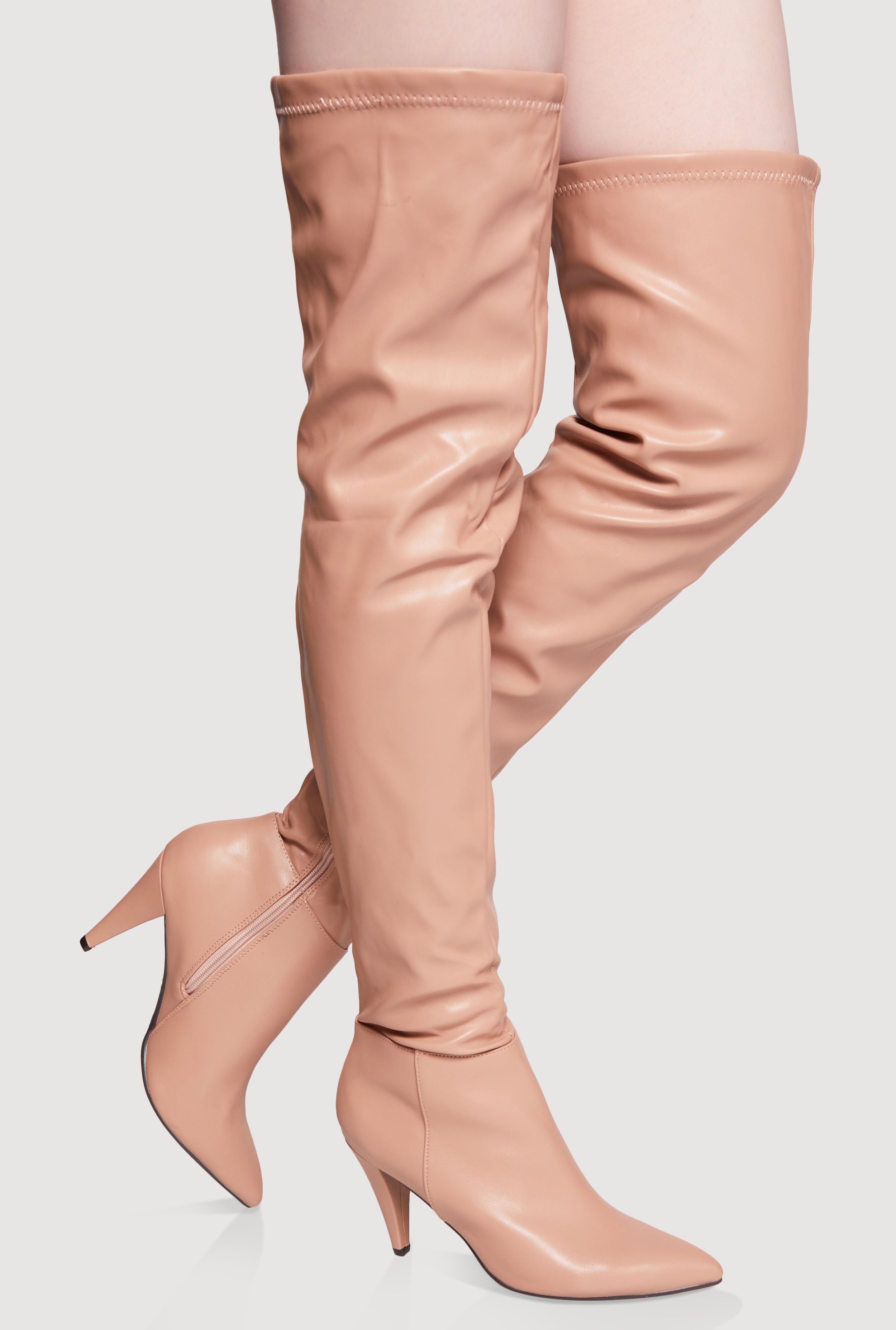 Pointed Toe Side Zip Over The Knee Boots
