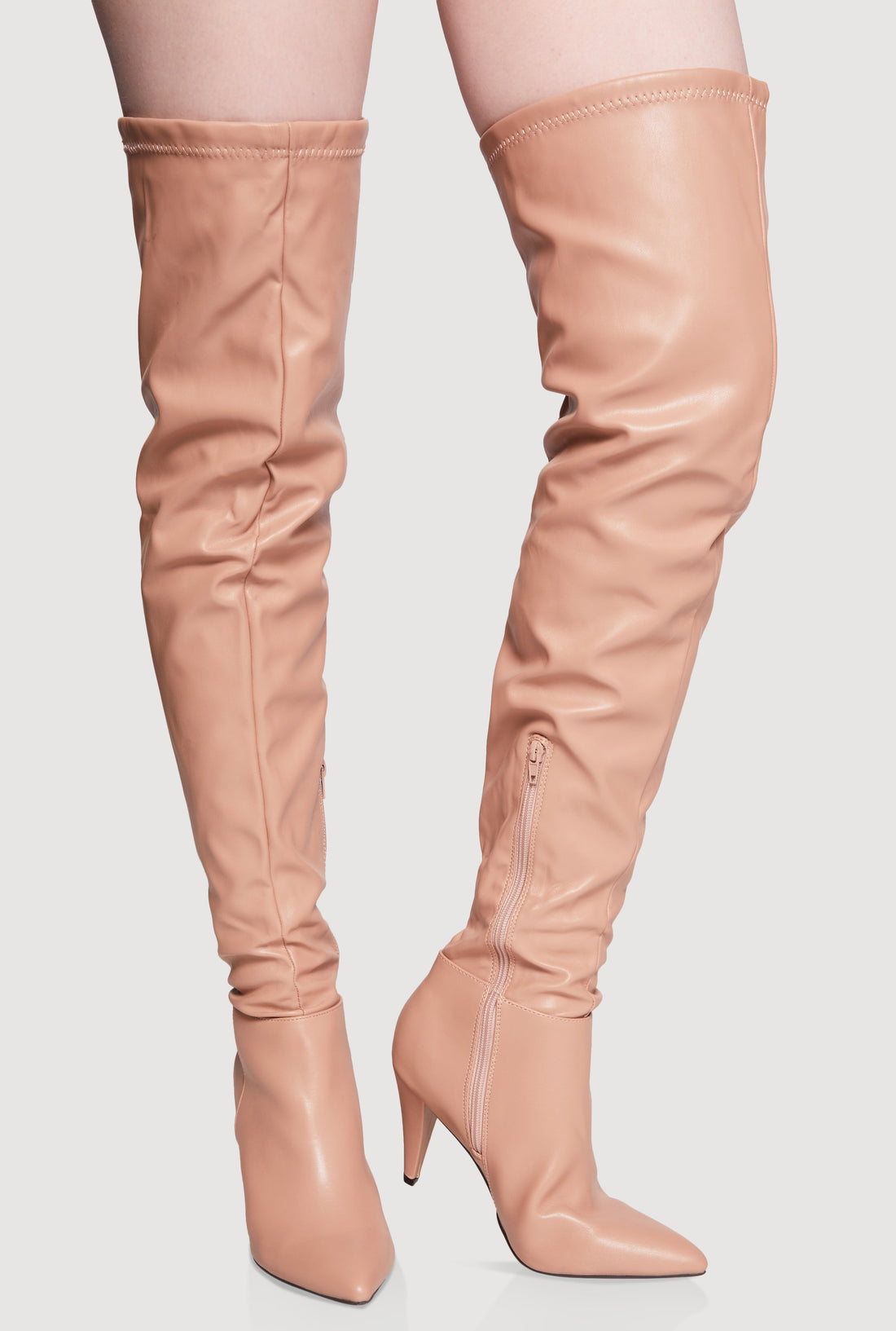 Pointed Toe Side Zip Over The Knee Boots