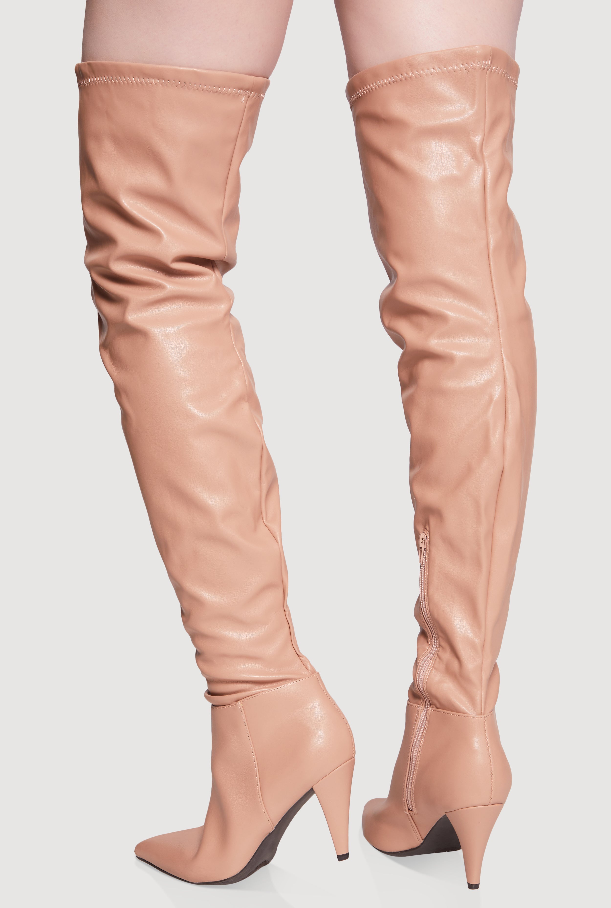 Pointed Toe Side Zip Over The Knee Boots