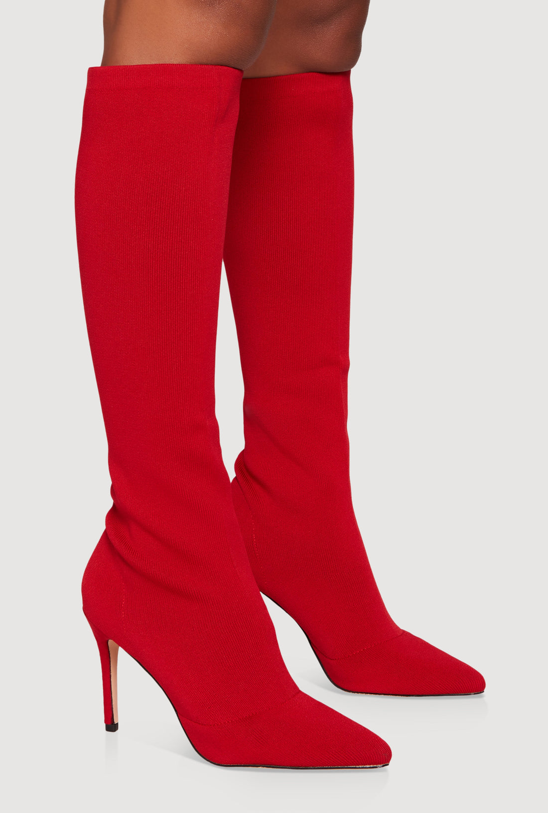 Stiletto Pointy Toe Knee High Sock Boots