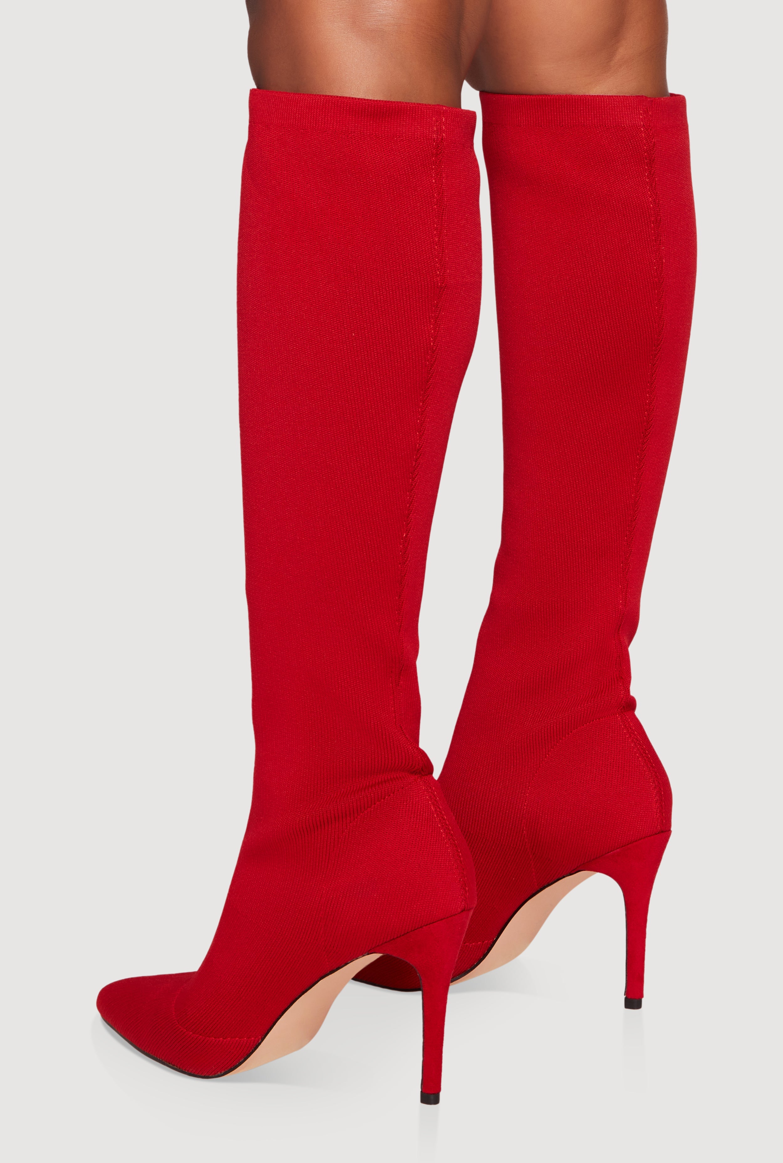 Stiletto Pointy Toe Knee High Sock Boots