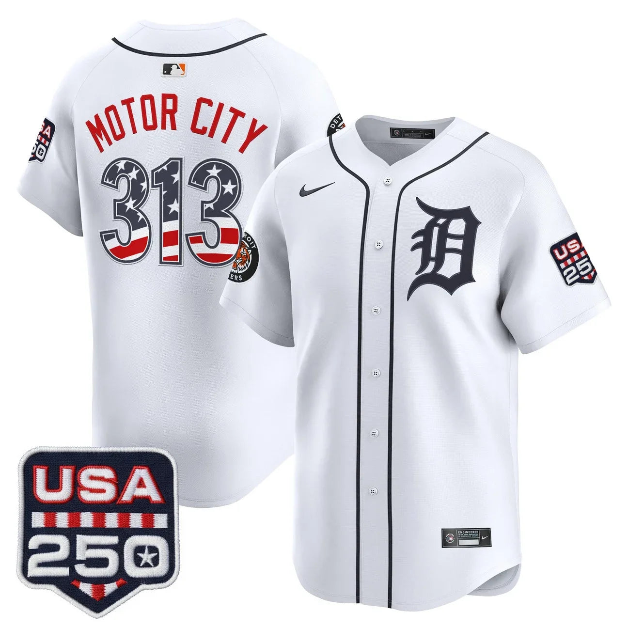 Men's Detroit Tigers USA 250 Fourth of July Vapor Premier Limited Jersey - All Stitched