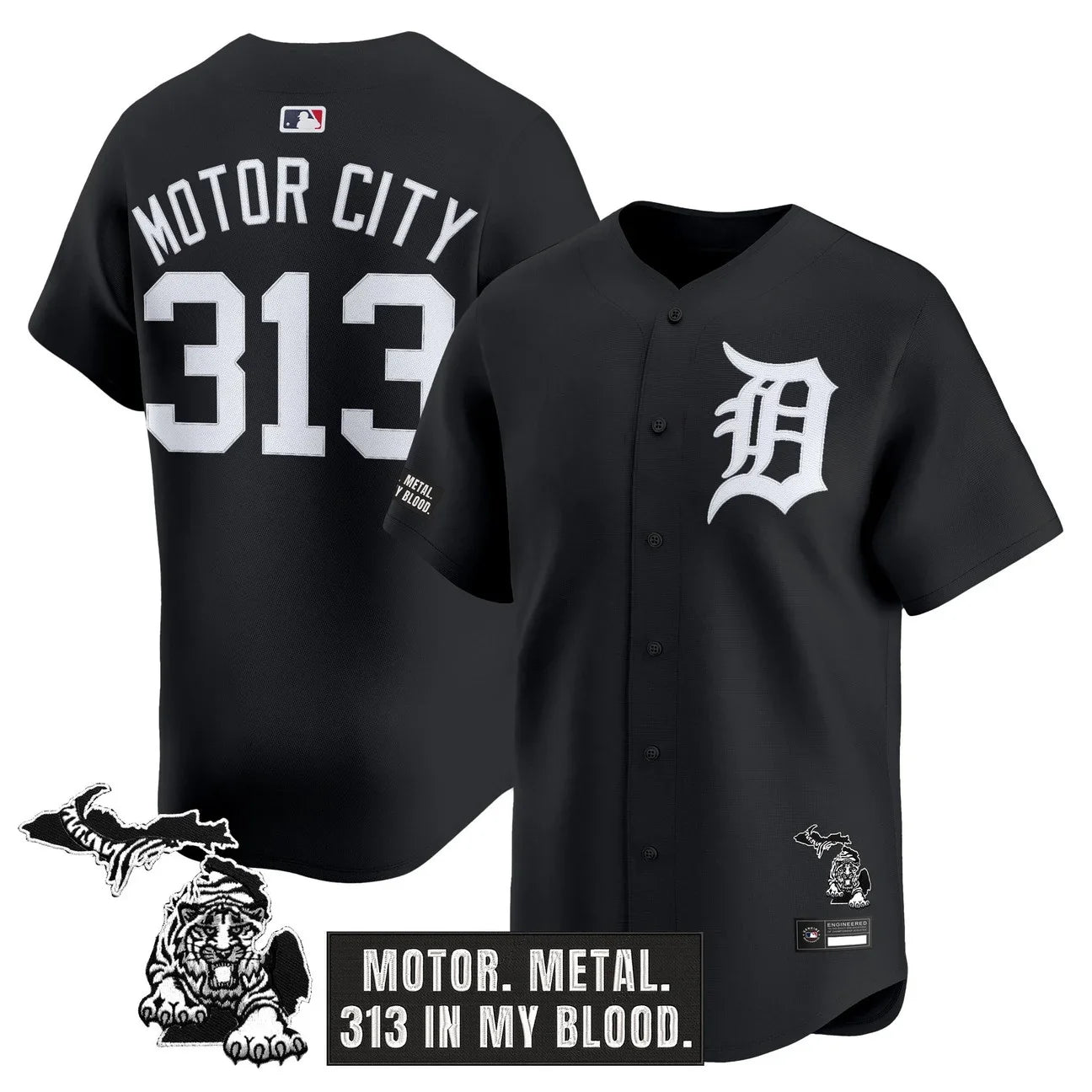 Detroit Tigers 'Old English Edition' Vapor Premier Limited Jersey - All Stitched - Black Limited