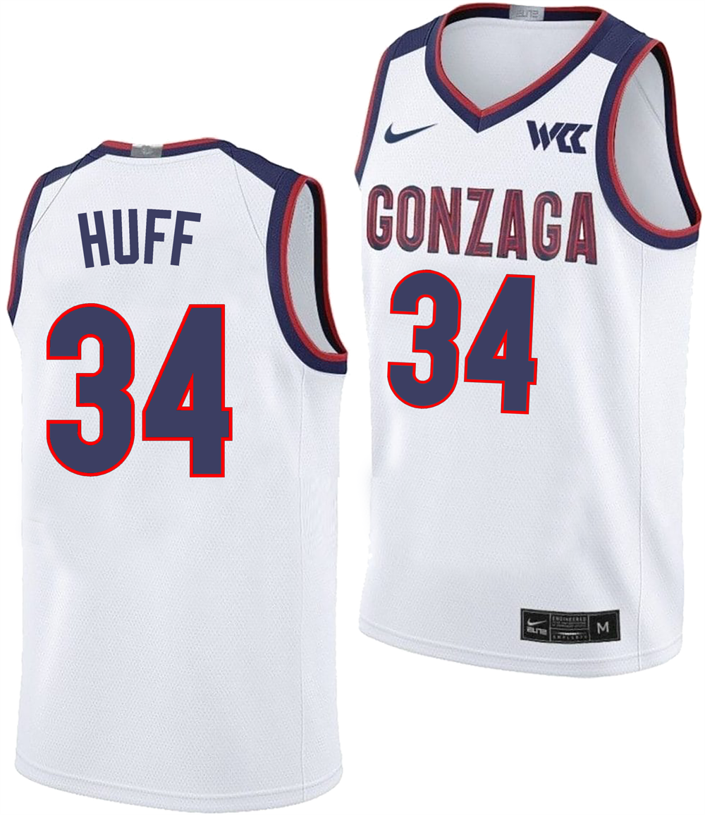 Men's #34 Braden Huff Gonzaga Bulldogs College Basketball Jersey