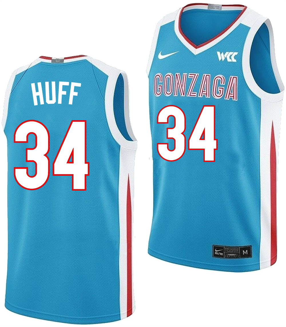 Men's #34 Braden Huff Gonzaga Bulldogs College Basketball Jersey