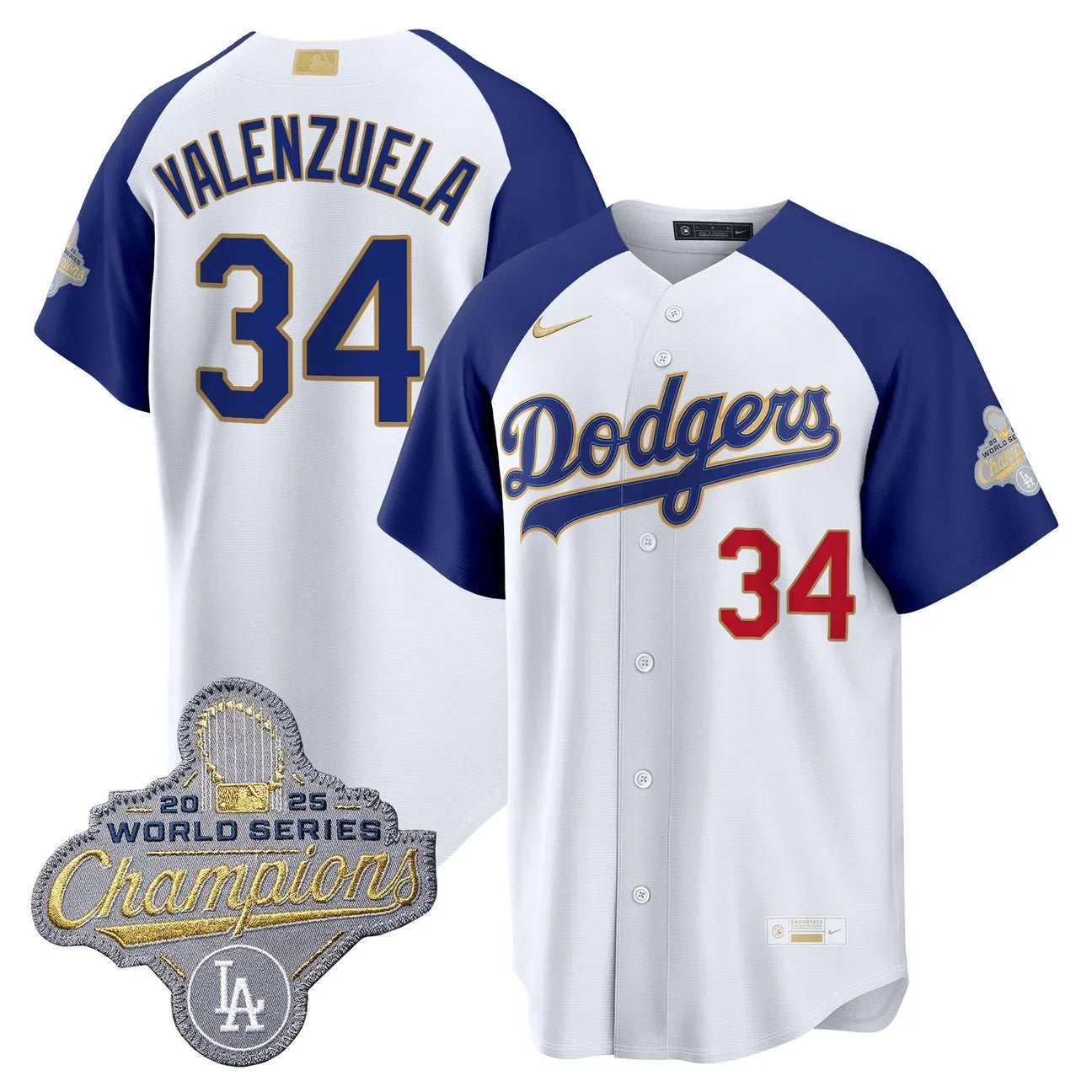 Los Angeles Dodgers "Gold Collection" Premier Limited Jersey - All Stitched -White Alternate