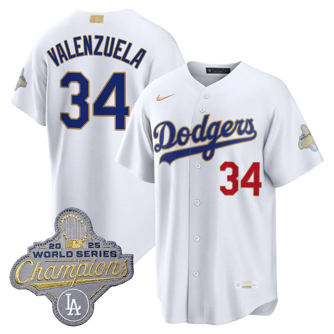 Los Angeles Dodgers "Gold Collection" Premier Limited Jersey - All Stitched -White
