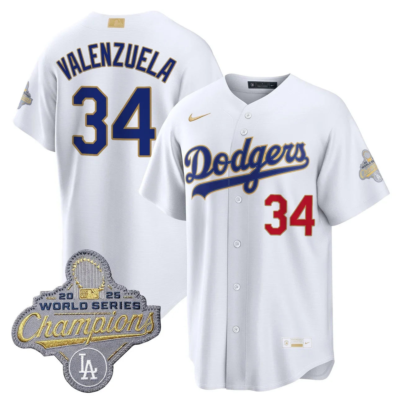 Los Angeles Dodgers "Gold Collection" Premier Limited Jersey - All Stitched -White