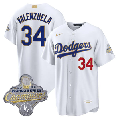 Los Angeles Dodgers "Gold Collection" Premier Limited Jersey - All Stitched -White