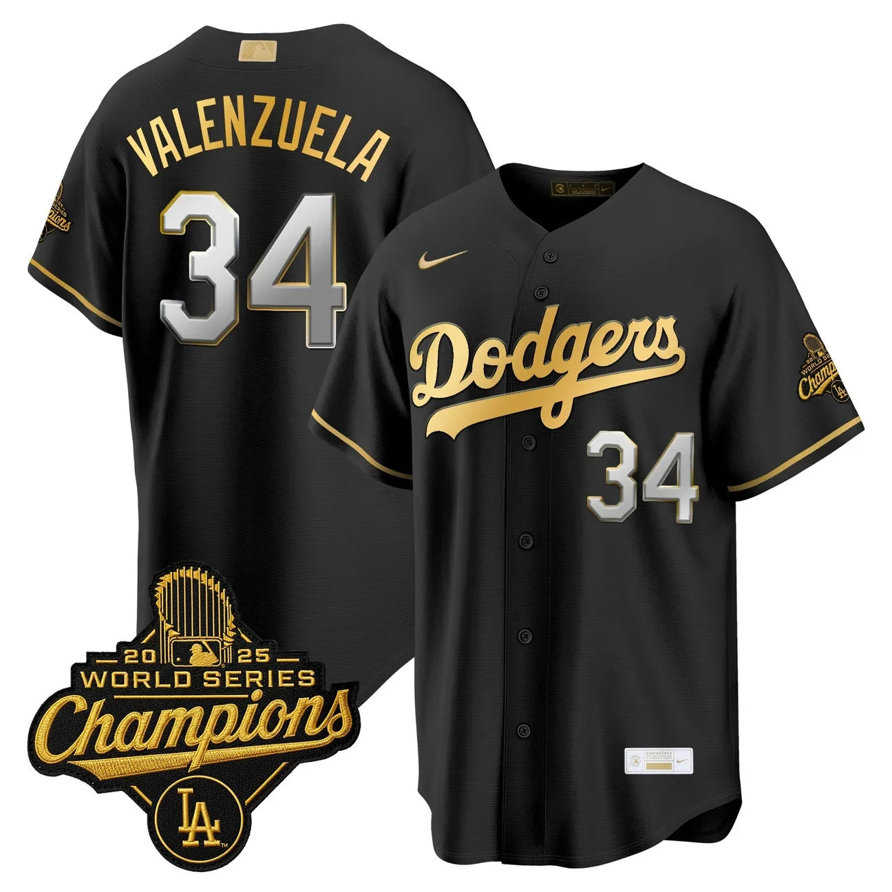 Los Angeles Dodgers "Gold Collection" Premier Limited Jersey - All Stitched -Black Gold