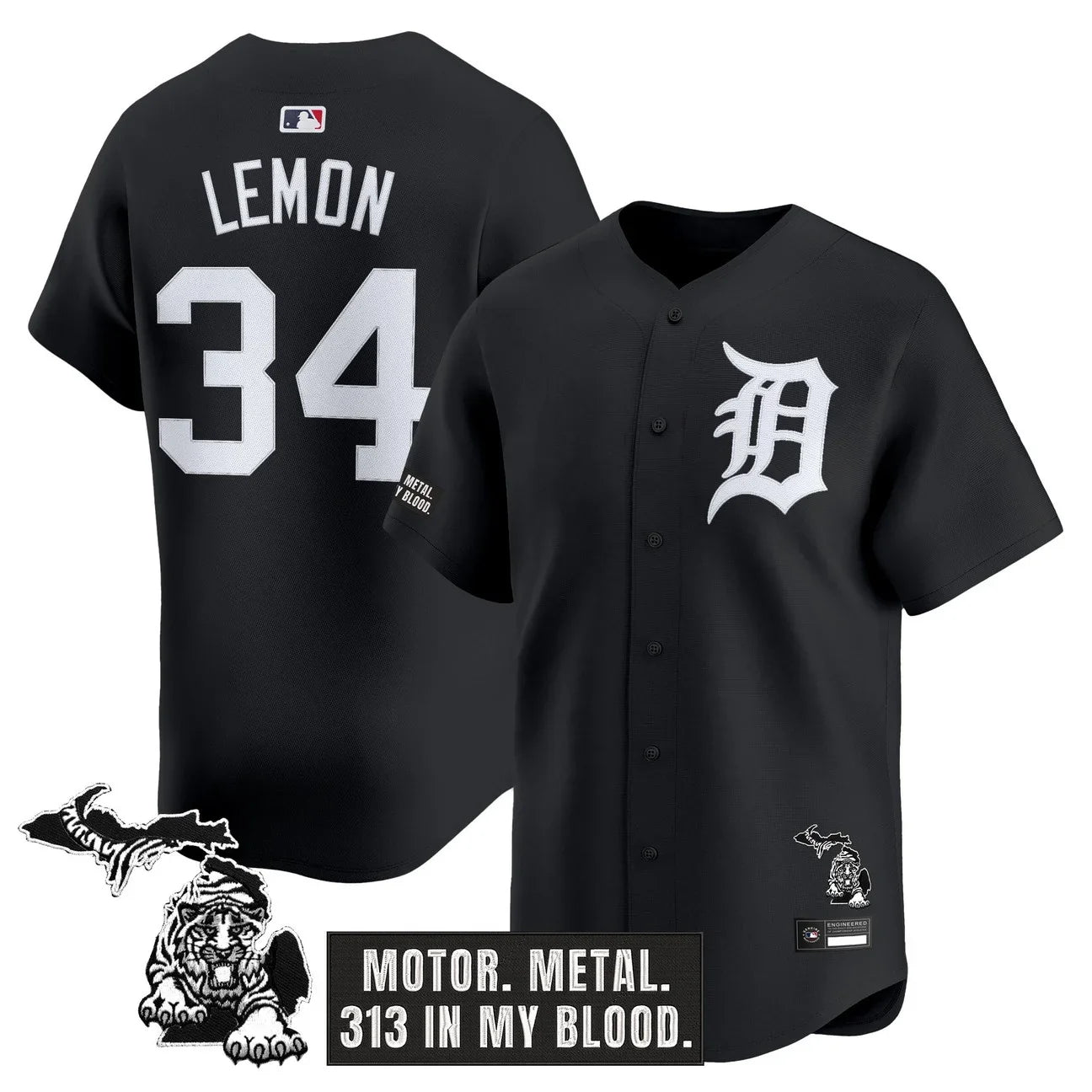 Detroit Tigers 'Old English Edition' Vapor Premier Limited Jersey - All Stitched - Black Limited