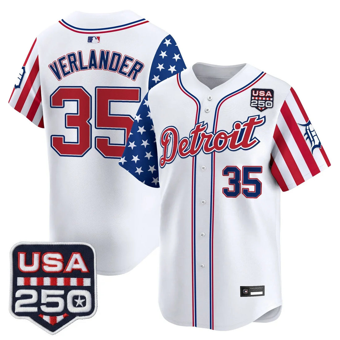 Detroit Tigers "America250 Edition" Vapor Premier Limited Jersey - All Stitched - White