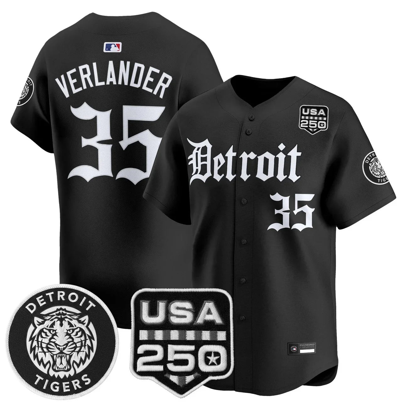 Detroit Tigers ‘Gothic Edition’ Vapor Premier Limited Jersey - All Stitched - Black