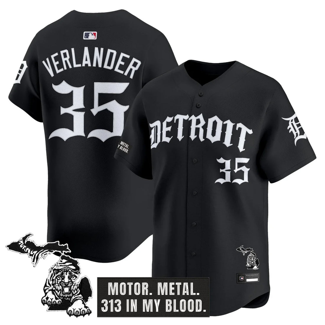 Detroit Tigers 'Old English Edition' Vapor Premier Limited Jersey - All Stitched - Black