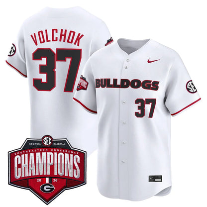 Georgia Bulldogs Baseball Southeastern Confernce Champions 2026 Vapor Premier Limited Jersey - All Stitched - White