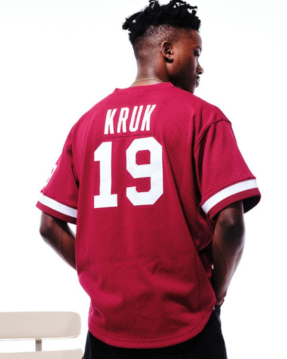John Kruk Philadelphia Phillies Mitchell & Ness Big & Tall Cooperstown Collection Mesh Batting Practice Jersey - Burgundy