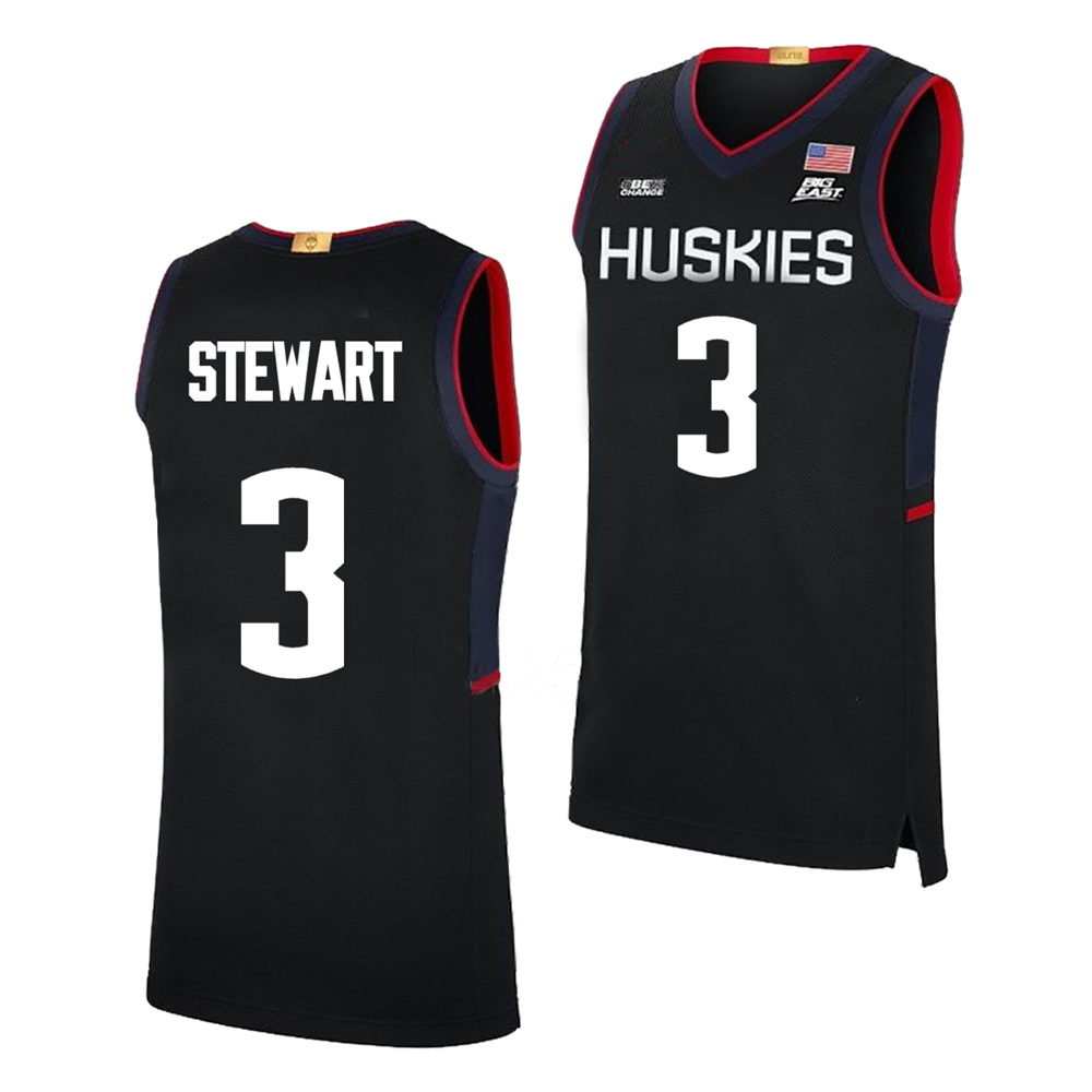 Men's #3 Jaylin Stewart UConn Huskies College Basketball Jersey