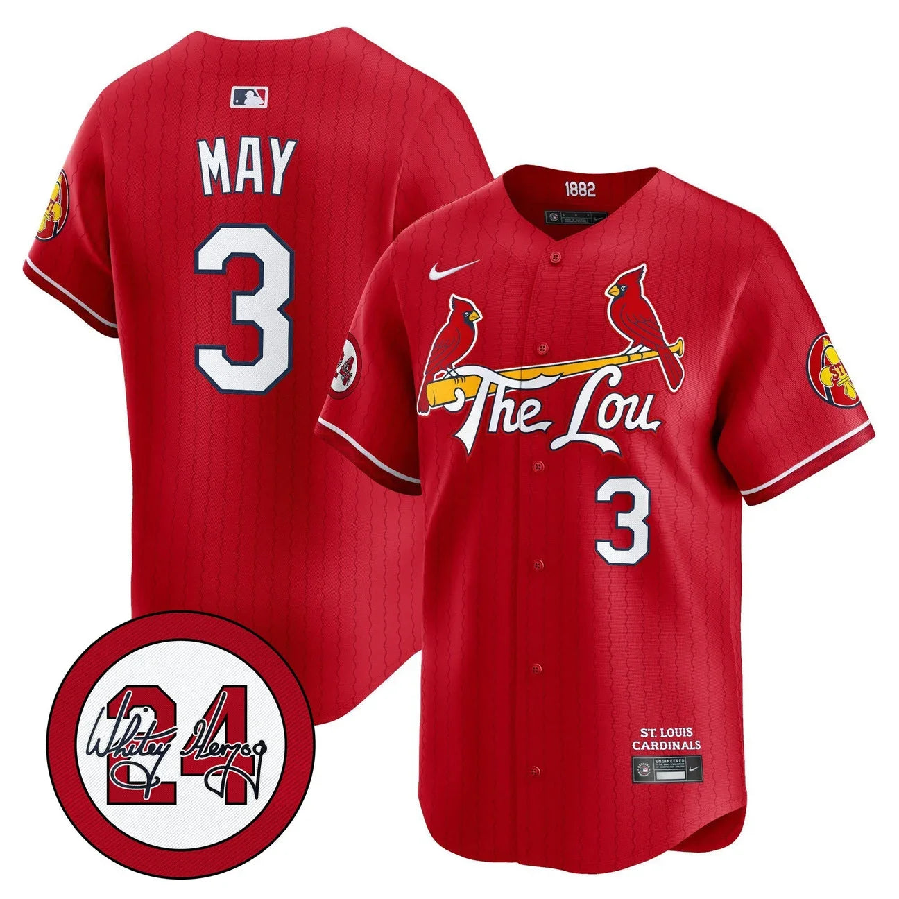 Men's St. Louis Cardinals Whitey Herzog Patch Vapor Premier Limited Jersey - All Stitched - Red