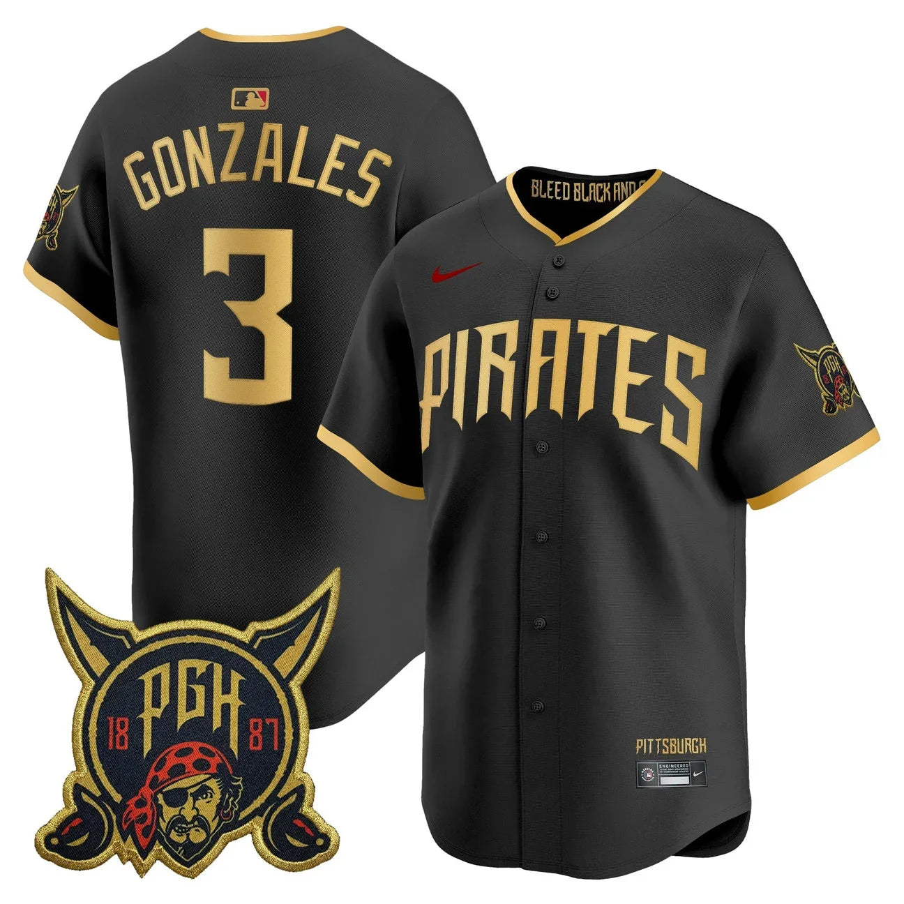 Pittsburgh Pirates 2026 City Connect Vapor Premier Limited Jersey - All Stitched - Black