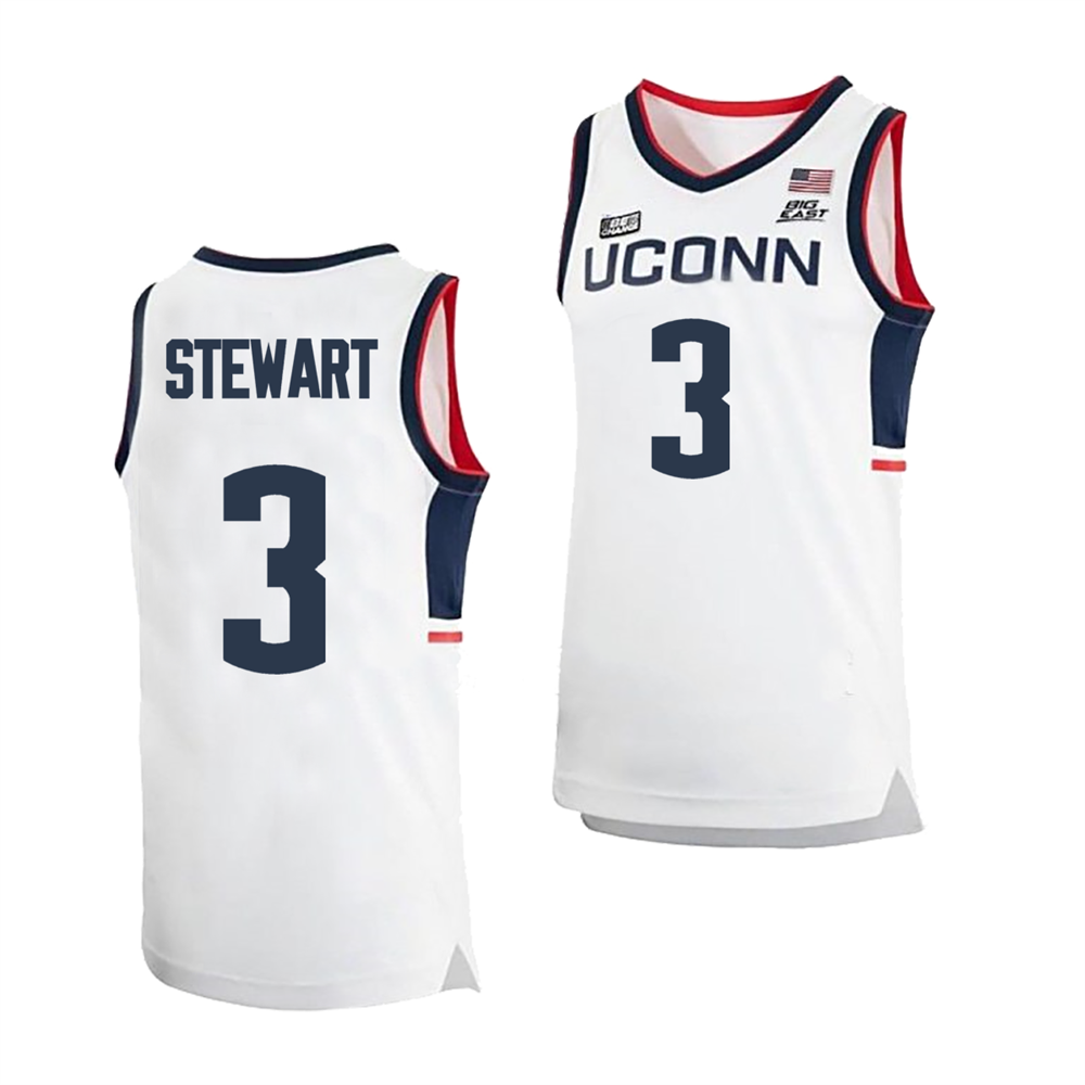 Men's #3 Jaylin Stewart UConn Huskies College Basketball Jersey