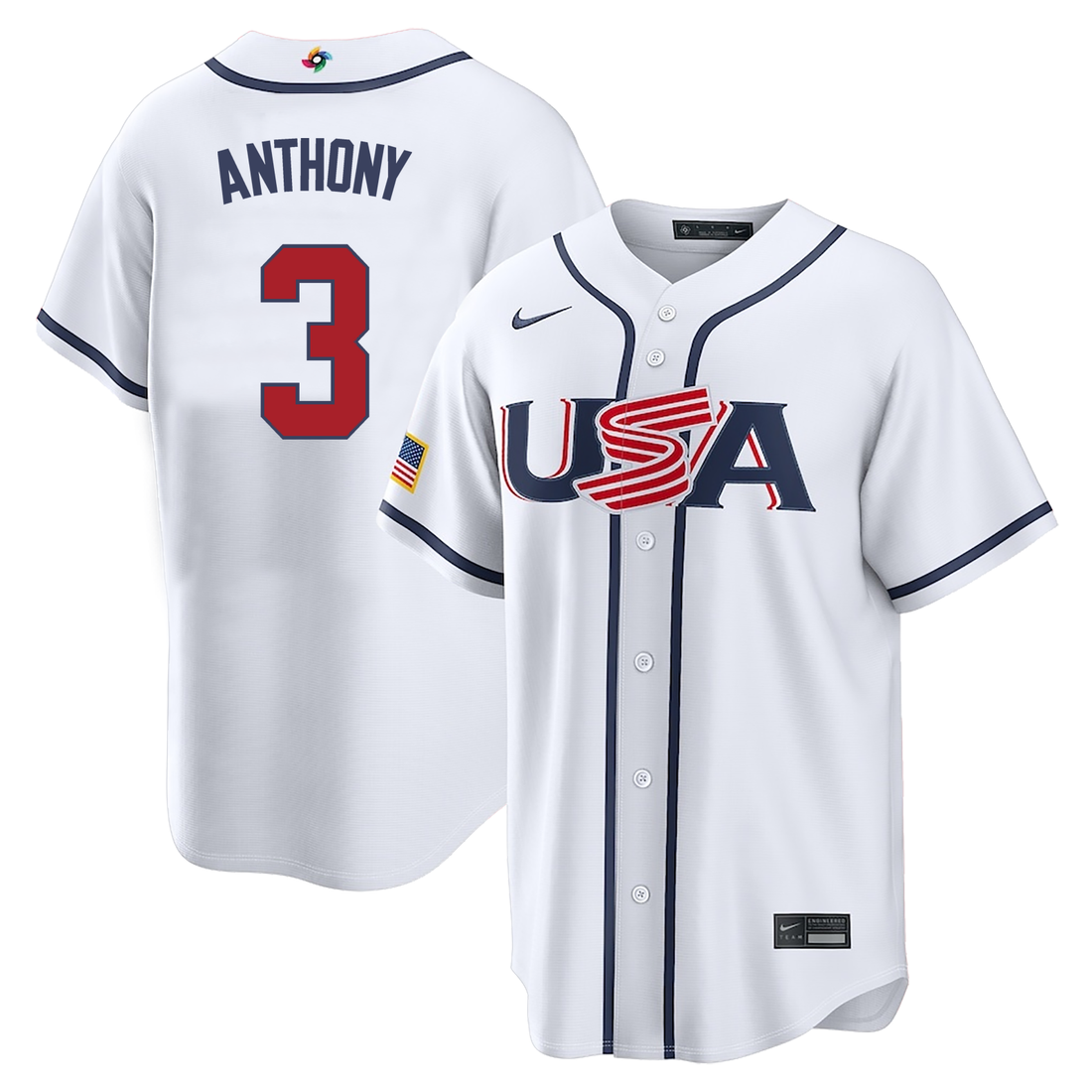 Men's #3 Anthony USA 2026 World Baseball Classic Baseball Jersey