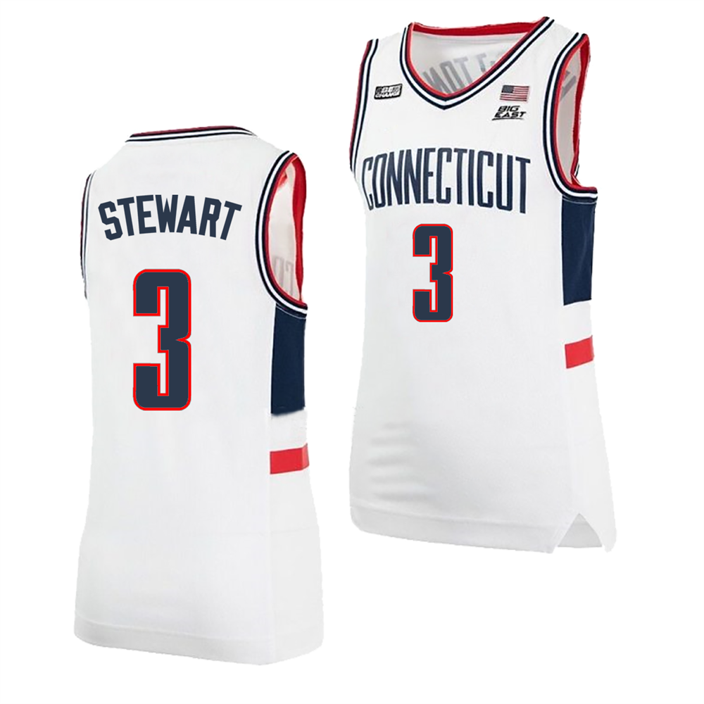 Men's #3 Jaylin Stewart UConn Huskies College Basketball Jersey
