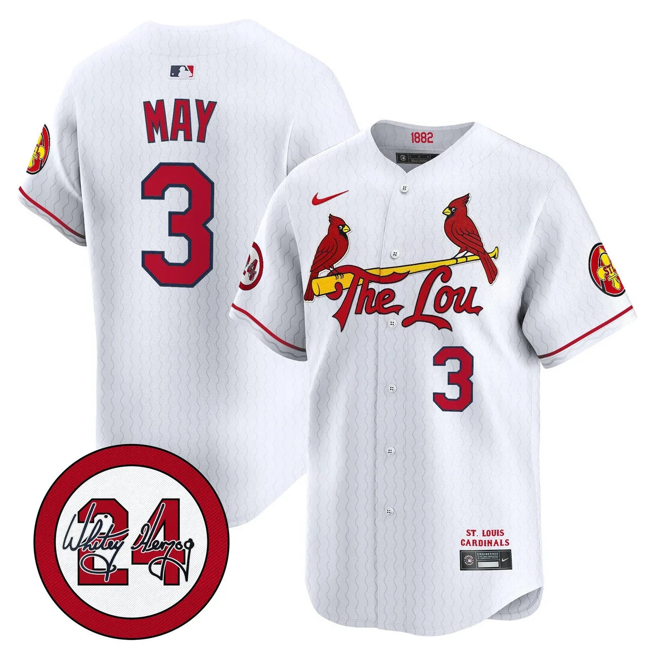 Men's St. Louis Cardinals Whitey Herzog Patch Vapor Premier Limited Jersey - All Stitched - White