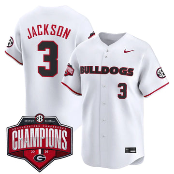 Georgia Bulldogs Baseball Southeastern Confernce Champions 2026 Vapor Premier Limited Jersey - All Stitched - White