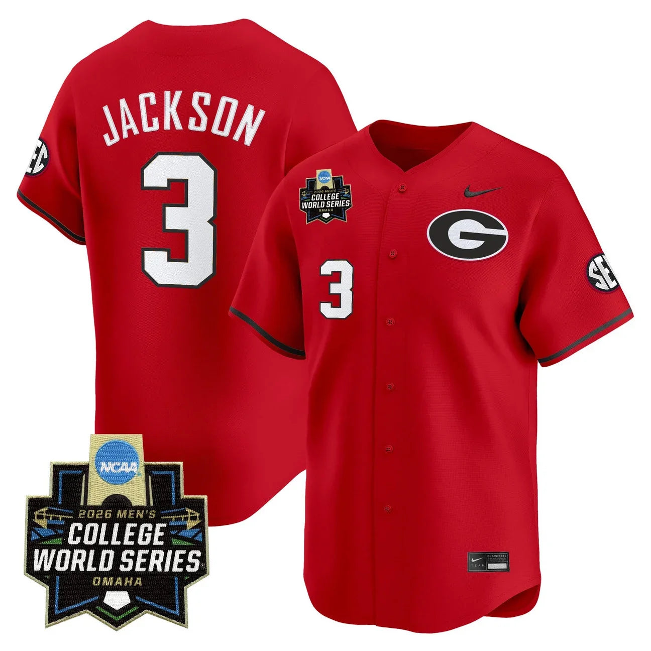 Men's Georgia Bulldogs Baseball 2026 World Series Vapor Premier Limited Jersey - All Stitched