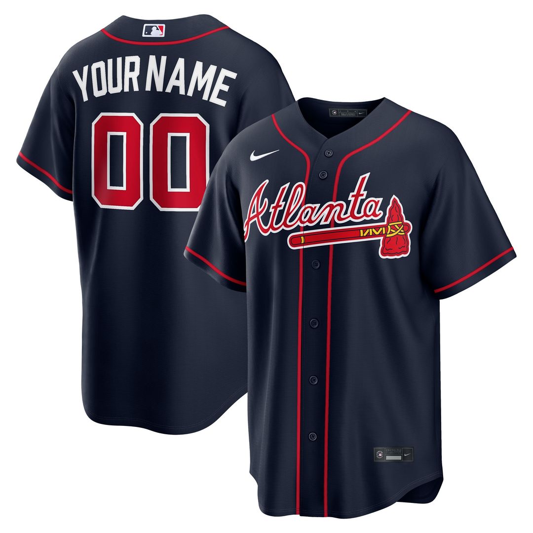Atlanta Braves Nike Alternate Replica Custom Jersey - Navy