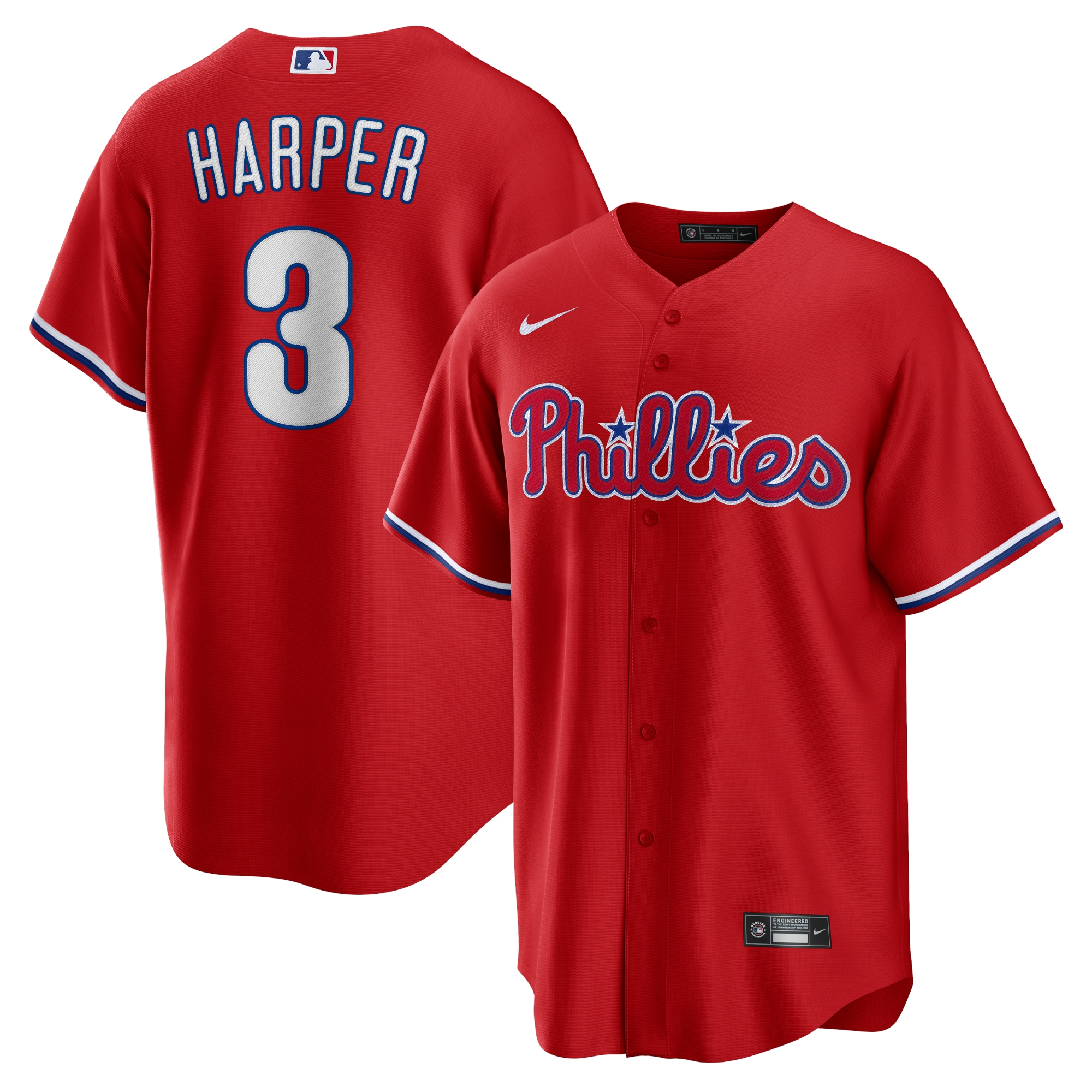 Men’s #3 Bryce Harper Philadelphia Phillies Baseball Jersey
