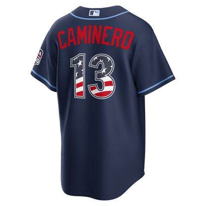 Junior Caminero Tampa Bay Rays Nike USA 250 Fourth of July Road Stadium Jersey - Navy