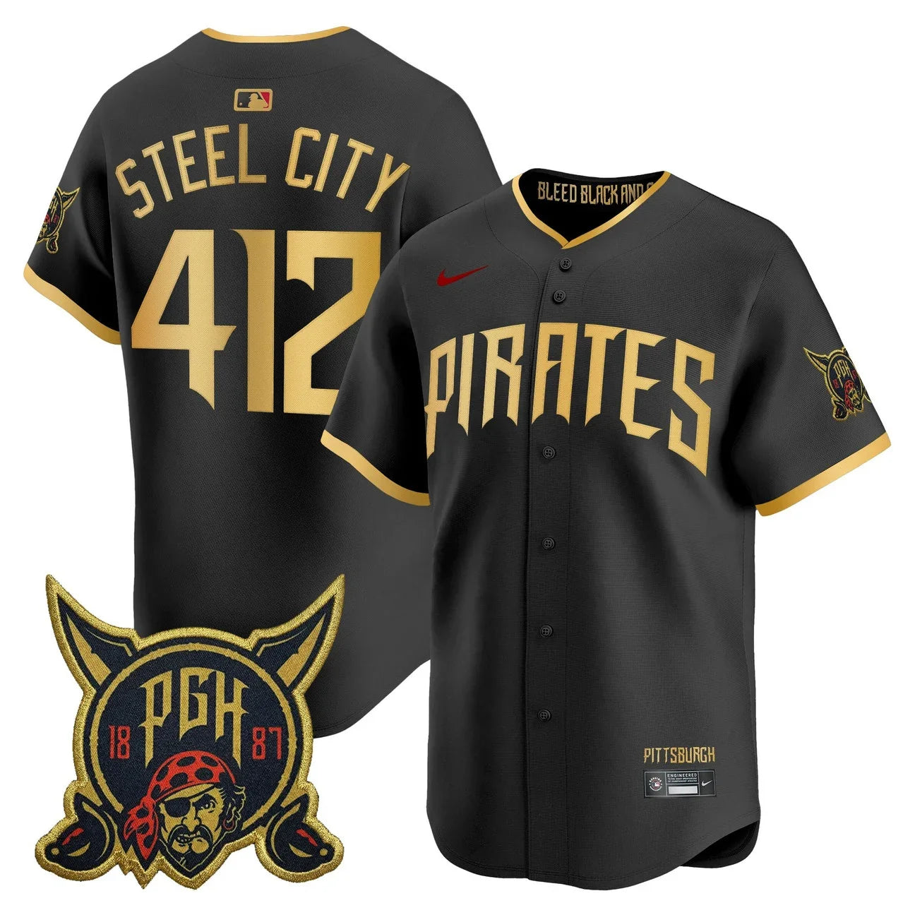 Pittsburgh Pirates 2026 City Connect Vapor Premier Limited Jersey - All Stitched - Black