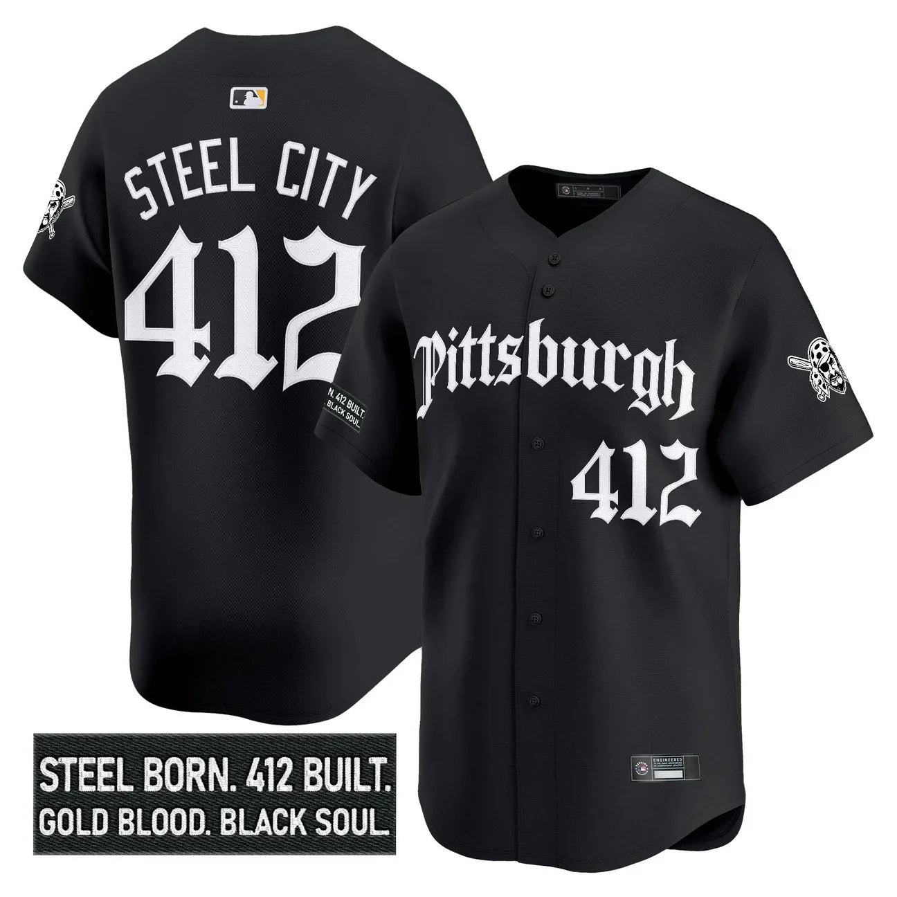 Men's Pittsburgh Pirates 'Gothic Steel City Edition' Vapor Premier Limited Jersey - All Stitched