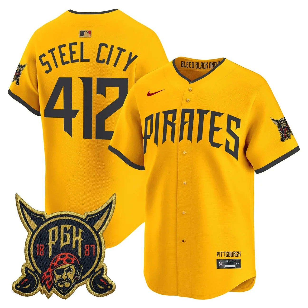 Pittsburgh Pirates 2026 City Connect Vapor Premier Limited Jersey - All Stitched - Gold