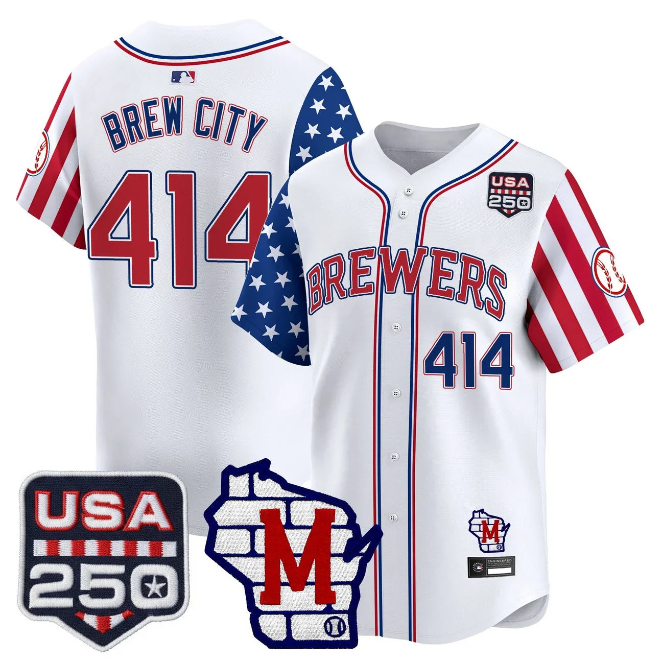 Men's Milwaukee Brewers "America250 Edition" Vapor Premier Limited Jersey - All Stitched - White