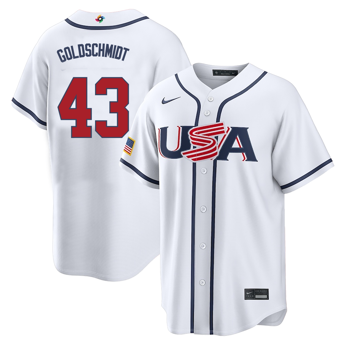 Men's #43 Paul Goldschmidt USA 2026 World Baseball Classic Baseball Jersey