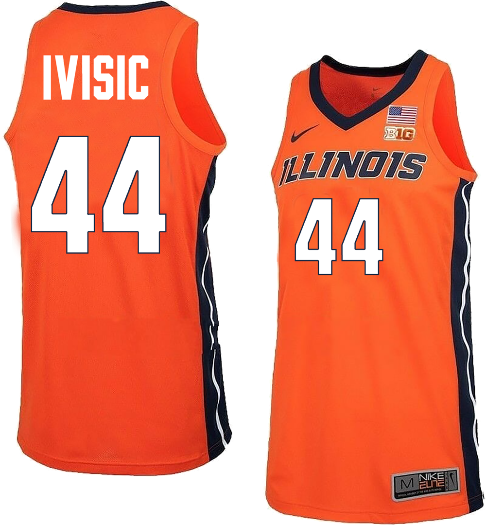 Men's #44 Zvonimir Ivisic Illinois Fighting Illini College Basketball Jersey