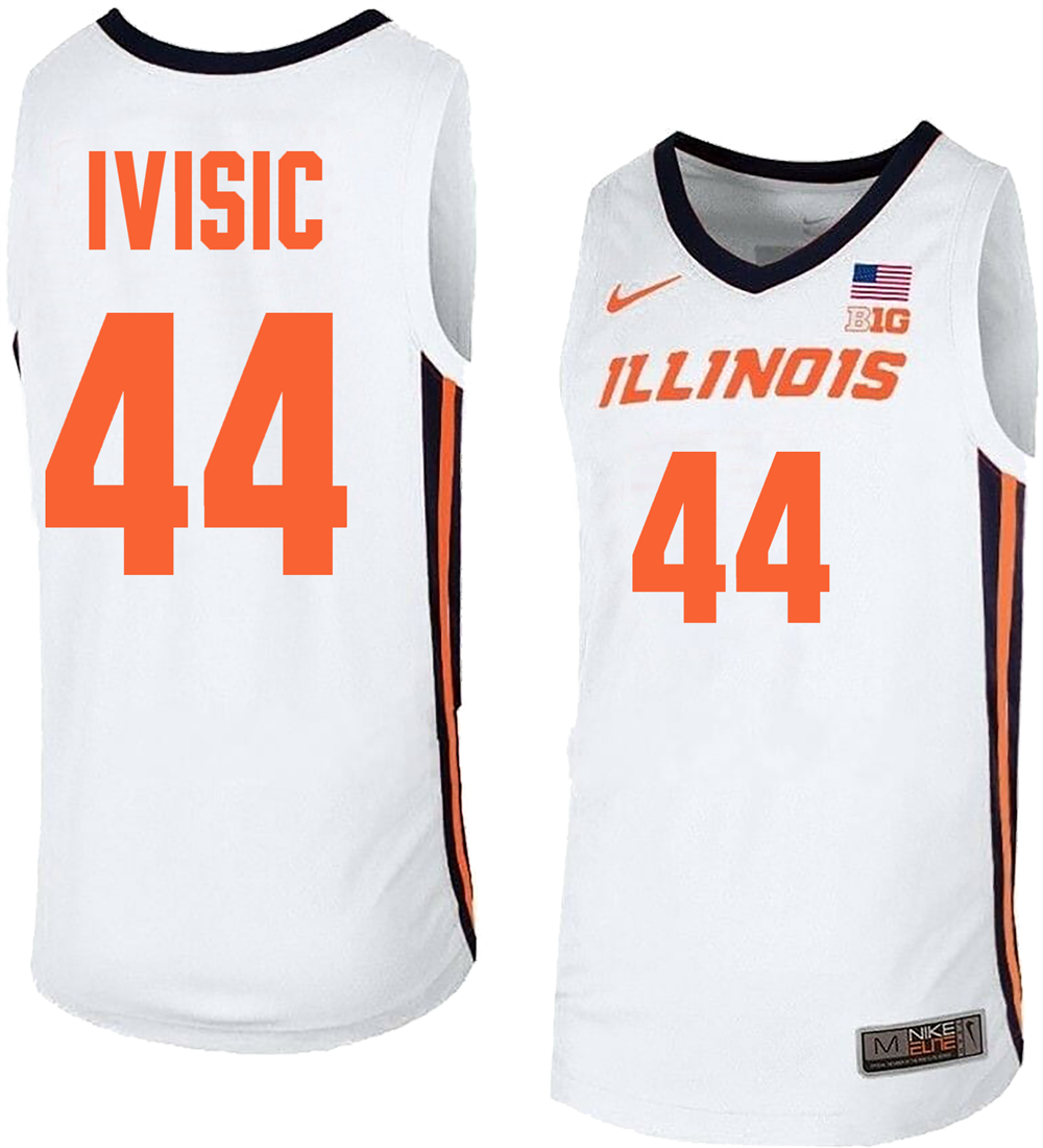 Men's #44 Zvonimir Ivisic Illinois Fighting Illini College Basketball Jersey