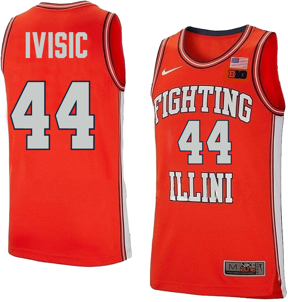Men's #44 Zvonimir Ivisic Illinois Fighting Illini College Basketball Jersey