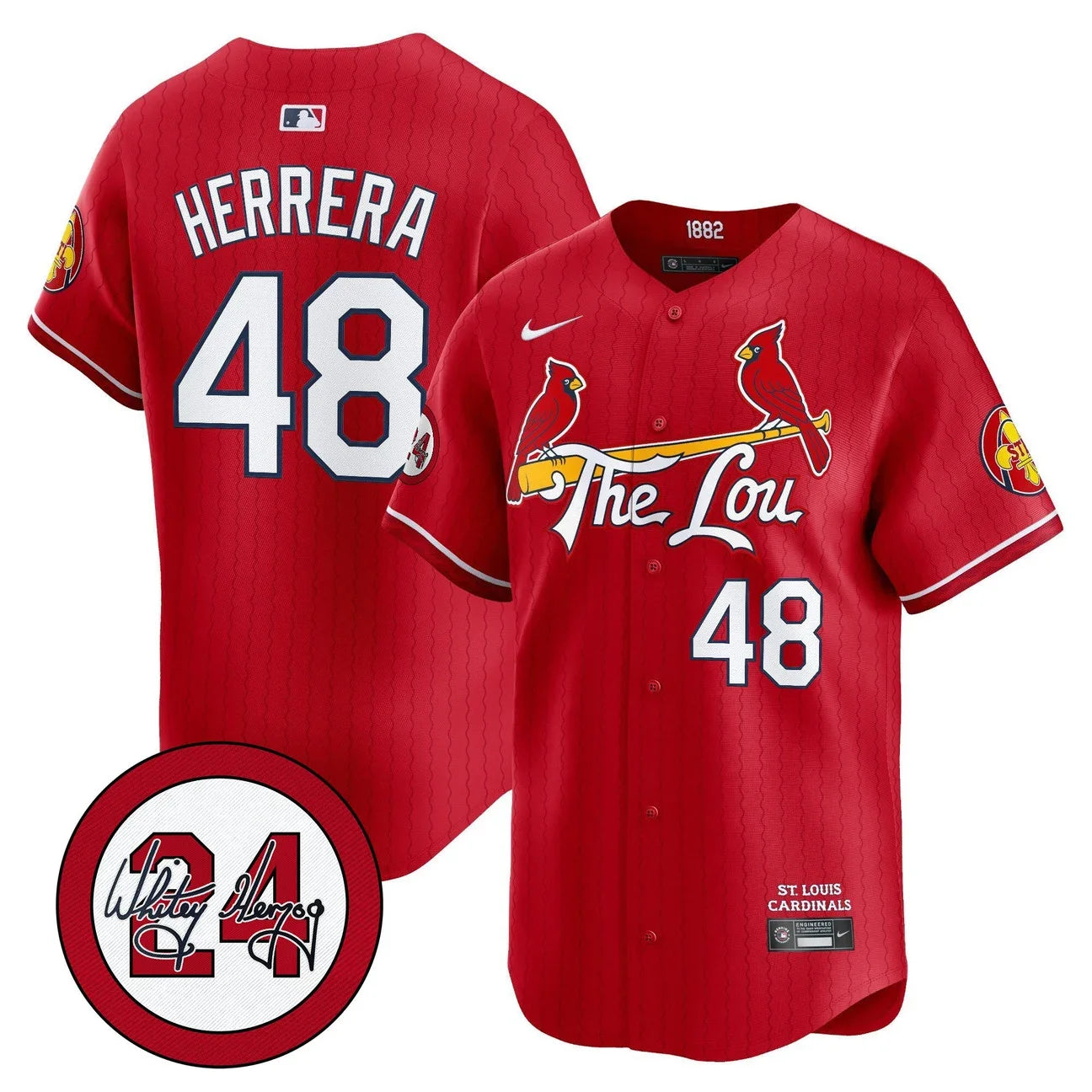Men's St. Louis Cardinals Whitey Herzog Patch Vapor Premier Limited Jersey - All Stitched - Red